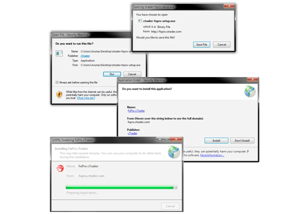 FxPro cTrader PCインストール