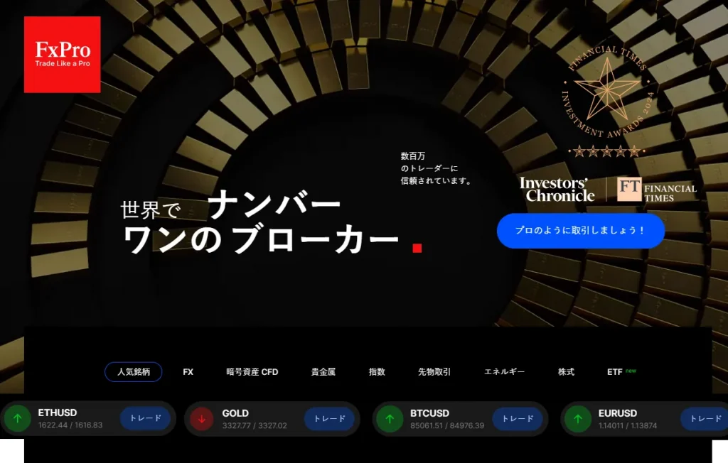 メインウェブサイトFxPro
